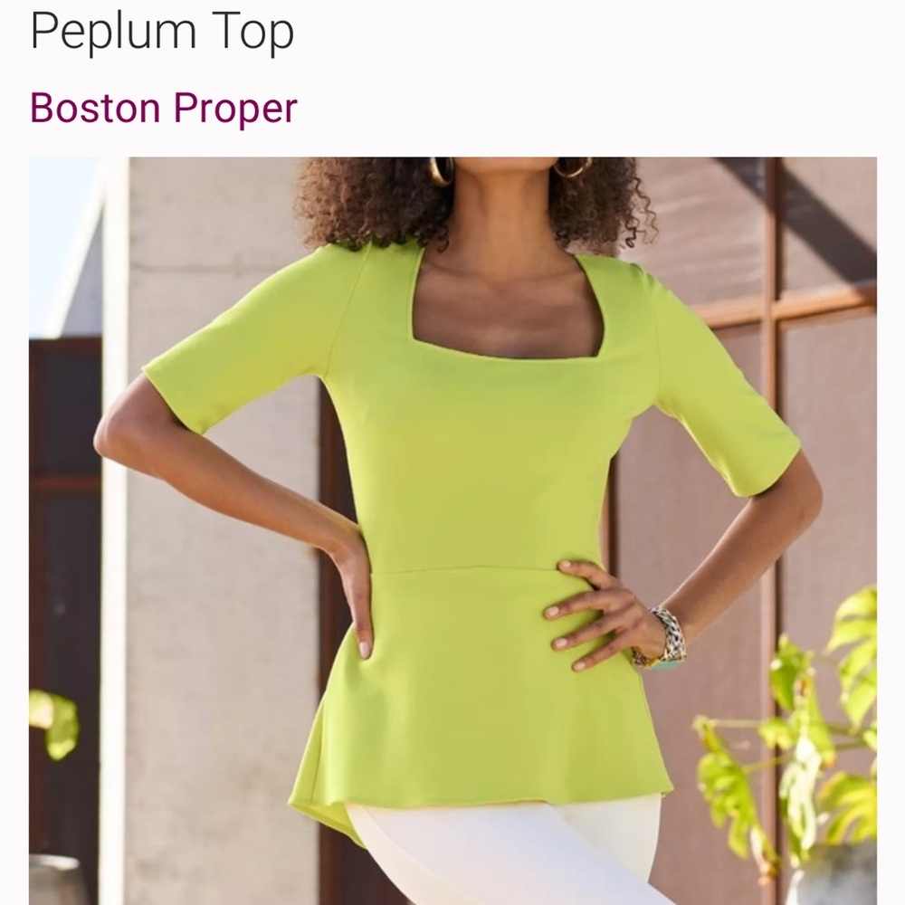 Boston Proper Vibrant Lime Green Blouse